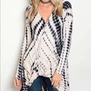 NWT JED Long Black White Tie Dye Tunic Small